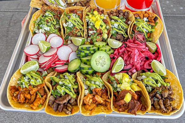 Colorful assortment of delicious tacos