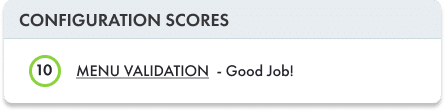 Menu Validation Score