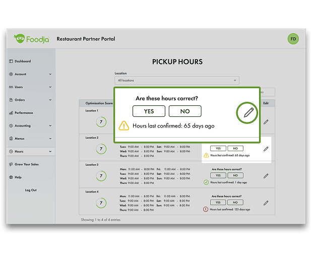 Pickup Hours Verification